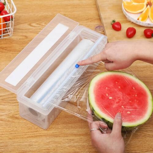 Food Wrap Dispenser Cutter Kitchen Tool Foil Cling Film Wrap Dispenser Plastic Sharp Cutter Storage Holder Kitchen Organize Tool