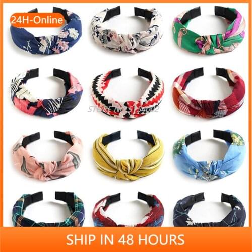 New Fashion Girls Headband Soft Bohemia Hairband Floral Plaid Headwear Casual Hair Hoop Women Adult Hair Accessories Wholesale