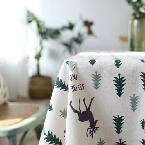 Christmas Tablecloth Christmas Tree and Deer Linen and Cotton Fresh Table Cloth New Korean Style Toalha De Mesa