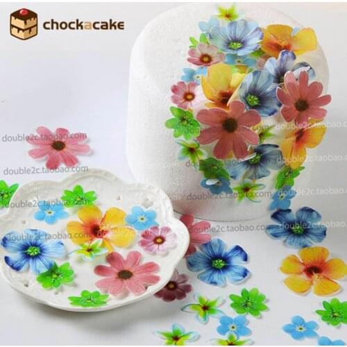 Edible flowers for cupcake decorations,37pcs wafer flowers cake stand Birthday cakes decorating tools party kitchen supply
