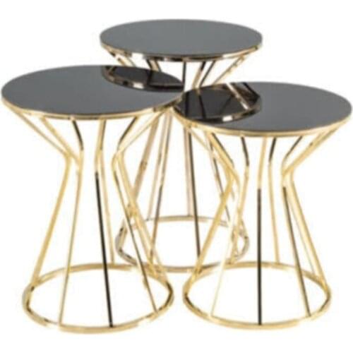 Modern T Foot Metal 3'lü Zigon coffee table Silver coffee tables table basse furniture living room table