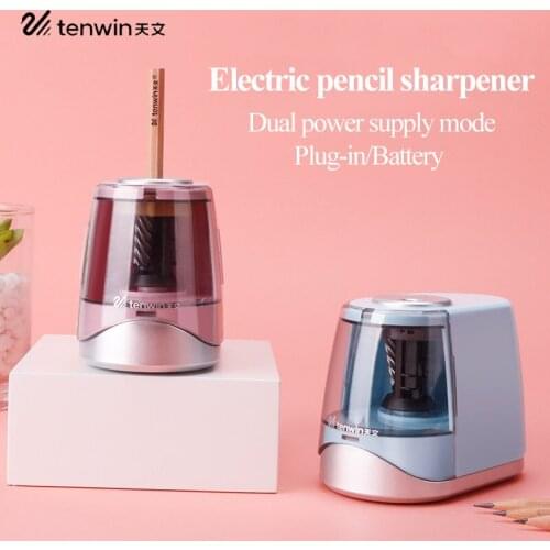Tenwin Creative Electric Pencil Sharpener Plug-in/Battery 2 in 1 Pencil Sharpener Office Home Pencils Knife Supplies Safe 8031
