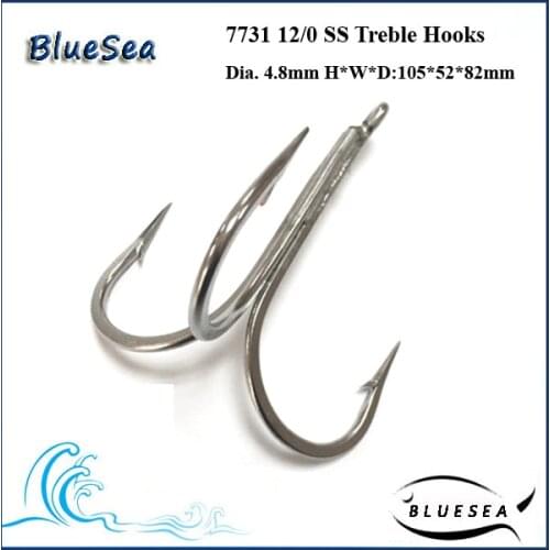 7731 12/0 * 5 Pcs/Pack Stainless Steel Super Large Treble Hooks Big Treble Hooks Wholesale Treble Hooks Weld Treble Hooks