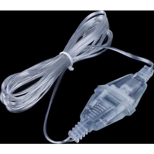 1PC 3Meters EU Power Extension Cable Plug Transparent Standard Power Extension Cord For Home Holiday Led String Lights