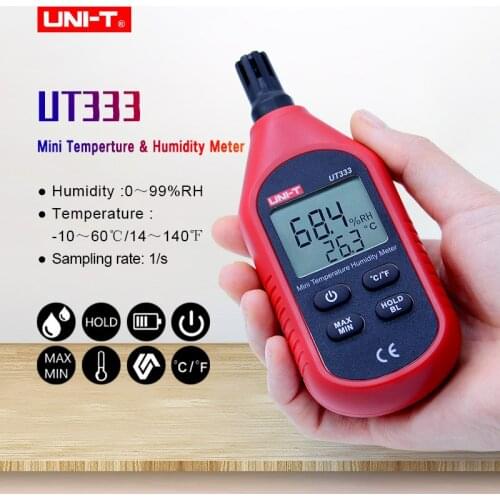 UNI-T UT333 Mini Temperature Humidity Meter Indoor Outdoor Hygrometer Overload Indication Unit Conversion LCD Backlight
