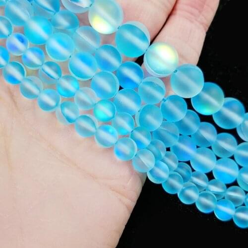 YHBZRET Matte Lake blue Labradorite Natural Shimmer Stone 6/8/10MM Round Spacers Loose beads for Jewelry making DIY bracelets