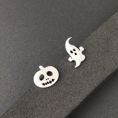 Halloween Pumpkin Head And Ghost Earrings For Women Funny Jewelry Girl Kids Childrens Stud Earring Friendship Gifts