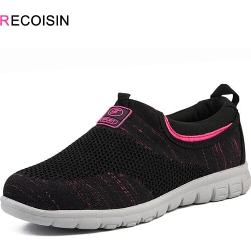RECOISIN New 2020 Summer Women Shoes Breathable Mesh Fashion Sneakers Women Slip-on Casual Flats Ladies Shoes zapatillas mujer