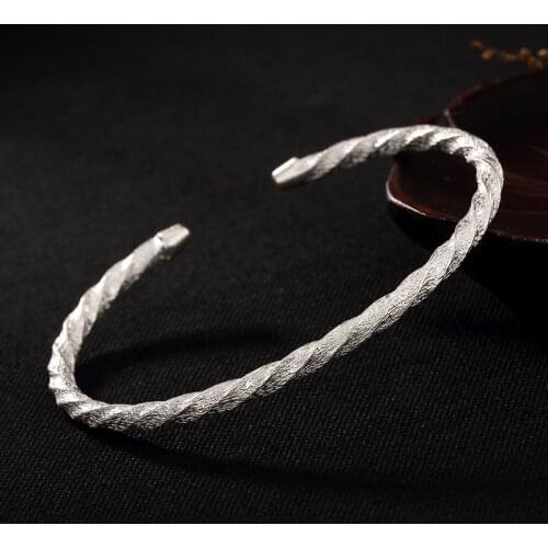 2018 Real New Bangle S925 Sterling Thailand Hand-made Knock Water Ripple Opening Ladys Simple Chain Joker Bracelet Wholesale