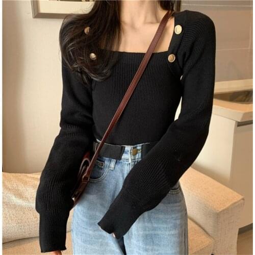 Koean Chic Fashion Designer Sweater Autumn Winter Elegant Sweaters Women Full Sleeve Knitwear Jumper Pull Femme Sueter Mujer
