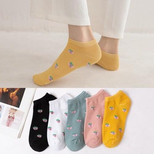 1PC Socks Children Korean Version College Fashion Floating Boat Female Shallow Mouth Invisible Student Strawberry