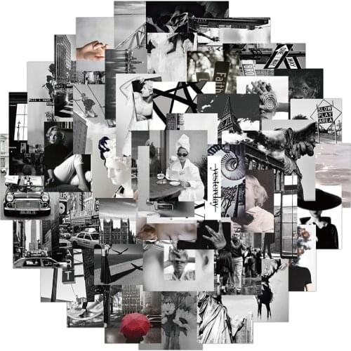 10/30/50pcs Black White Cool City Stickers Decal Laptop Phone Guitar Luggage Skateboard Car Waterproof DIY Sticker Kids Toy Gift