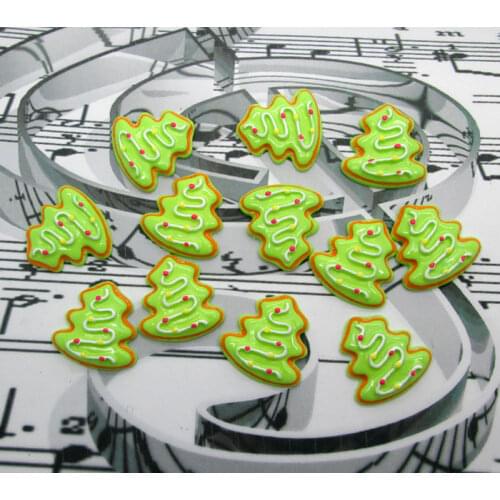 10Pcs Resin Christmas Tree Decoration Crafts Kawaii Bead Flatback Cabochon Fridge Magnet Scrapbook DIY Accessories Buttons