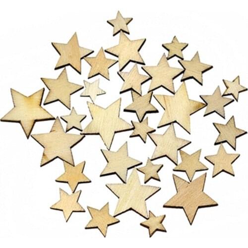 100Pcs Mixed Star Shape Wooden Buttons DIY Scrapbook Craft Clothing Decor Button