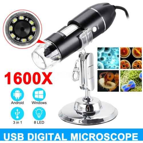 1600X 8 LED USB Digital Microscope Endoscope Camera 2 Mega Pixels Microscopio Electronic Stereo Magnifier With Metal Stand