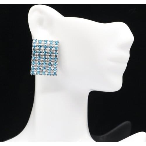 47x38mm SheCrown Bohemia Flowers Silver Earrings Created London Blue Topaz Bright Zircon For Ladies
