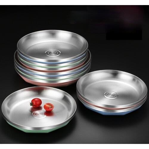 304 stainless steel plate thickened anti-scalding restaurant disc home jiaozi plate Nordic style simple plate