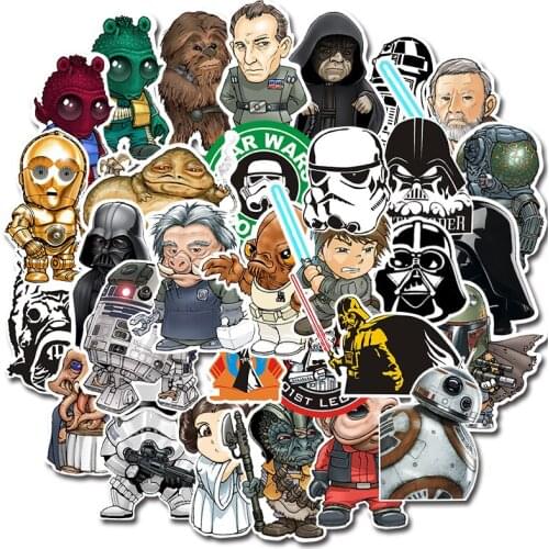 35Pcs/Bag Star Wars Anime Graffiti Stickers Car Body Stickers Mobile Phone Water Cup Luggage Waterproof Stickers Childrens Toys