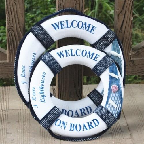 50cm Mediterranean Style Home Decoration Welcome Wall Ornament Life Buoy Foam Aboard Nautical Lifebuoy Ring Boat Wall Hanging
