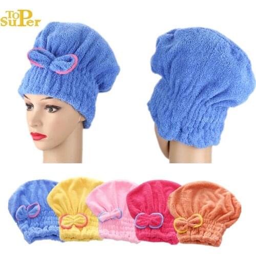 Microfibre Quick Hair Drying Bath Towel Spa Bowknot Wrap Towel Cap Bathroom Accessories Bonnets For Women Designer Shower Cap