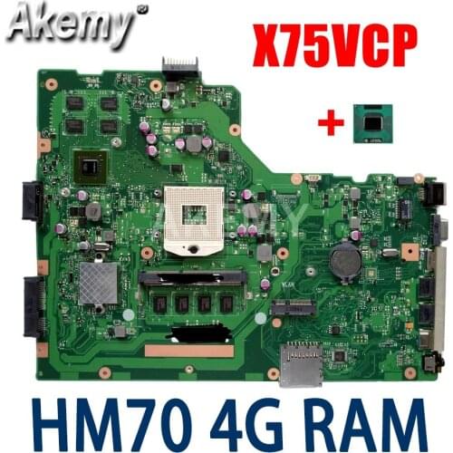 Free CPU Laptop Motherboard for ASUS X75VB X75VD X75VC X75VCP X75VD1 X75V Mainboard HM70 SLJNV + 4G RAM GT720M-GPU