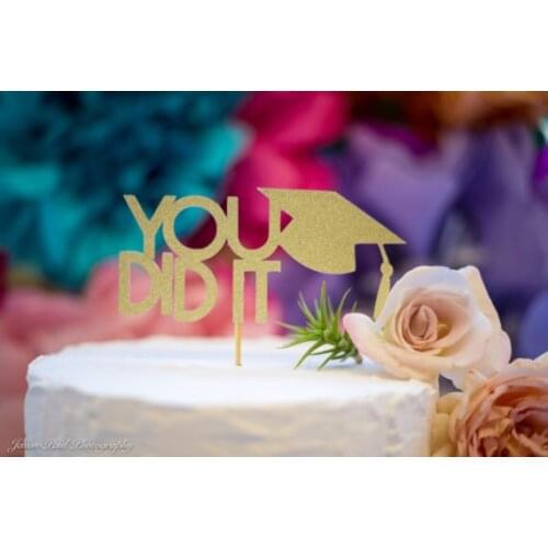 Glitter Graduation YOU DID IT Cake Toppers decorations College Graduate Cake Pick