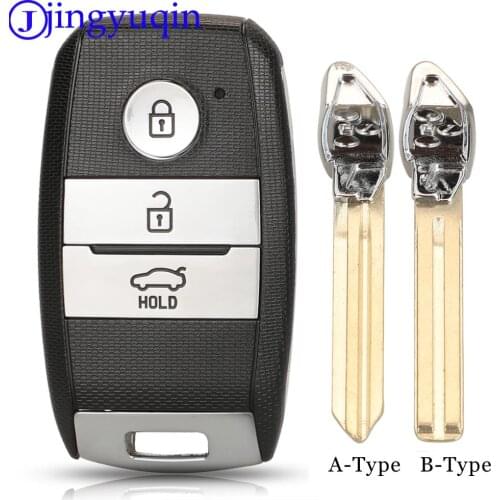 Jingyuqin Car Key Case for KIA K3 K5 Smart Key 4 Buttons Uncut Brass Blade Remote Blank Key Cover Shell
