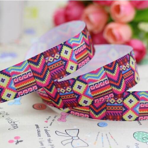 DHK 7/8'' 5yards geometric pattern printed grosgrain ribbon hair bow diy party decoration OEM Wholesale 22mm E716
