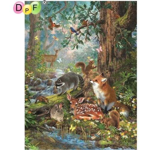 DPF diamond embroidery Small forest animals diamond painting cross stitch needlework diamond mosaic square rhinestone home decor