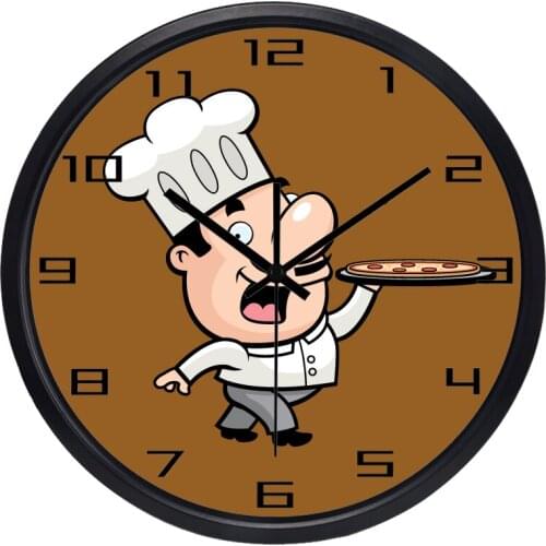 Hot Brand Cartoon Coffee Shop Pizza Wall Clock Beautiful Hold Super Quiet Watch