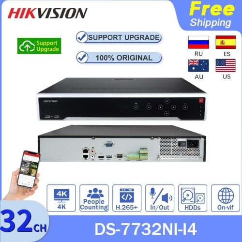 Hikvision NVR 32CH 4K DS-7732NI-I4 CCTV H.265+ Surveillance Video Recorder 4 HDDs Two-way Audio Up To 12MP Max 40TB Fisheye APP