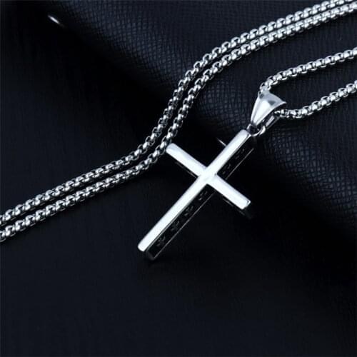 Crucifix Christian Ornament Gift For Women Men Ladies Jewelry Silver Color Pendant Simple Fashion Cross Chain Necklace Necklaces
