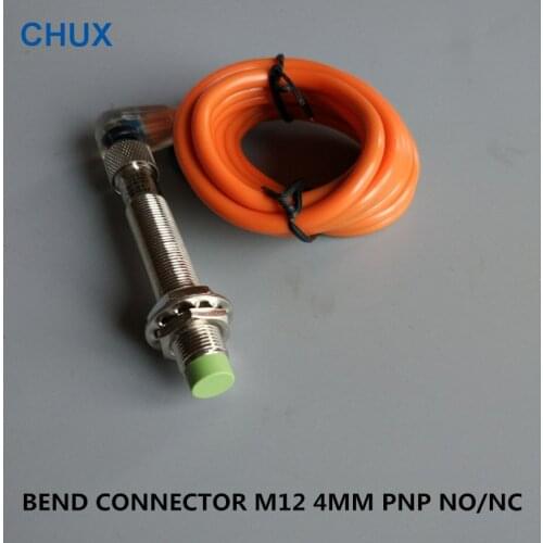 Inductive Proximity Sensor PNP with Bend Sensor Connector 3 wire M12 4MM Detect Distance NO/NC Cylinder Proximity Switch