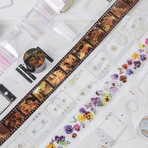 Ins Style Flowers Butterfly Washi Tape PET Masking Tape Decorative Adhesive Tape Sticker Scrapbooking Diary Stationery Supply