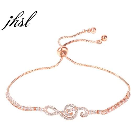 JHSL Size adjustable Women Cubic Zirconia Bracelets Bangles Snake Chain Rose Gold Color Fashion Jewelry
