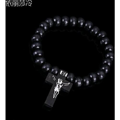 Catholic wooden beads rosary beaded bracelet. Classic prayer rosary Jesus blessed the rosary bracelet. Classic Wood Jesus Cross