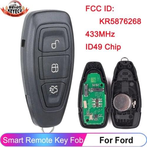 KEYECU Replacement Remote Car Key Fob 3 Button 434MHz ID83 for Ford Focus C-Max Mondeo Kuga Fiesta B-Max 2010+,Pack of 10