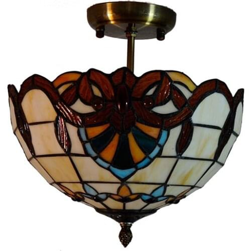 Classic 12-inch Baroque Tiffany Ceiling Lights European Tiffanylamp Stained Glass Lighting Entrance Aisle Balcony Light CL323