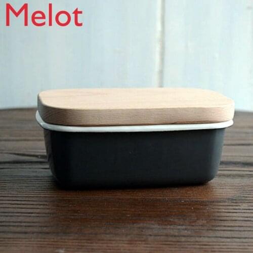 Thick Enamel Butter Storage Box Storage Box Personalized Food Snack Storage Box Small Bowl Solid Wood Cover
