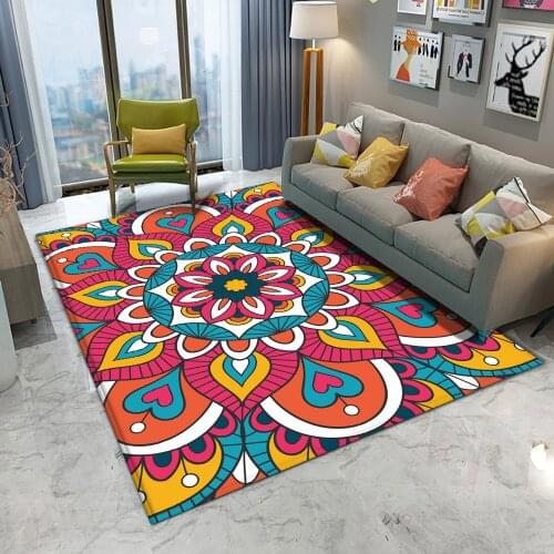 Mandala Colorful Flower Pattern Ethnic Rectangle Rug Flannel Carpet Alfombras Good Rugs Home And Quality Carpets Room Living