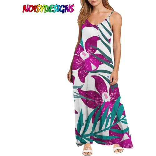NOISYDESIGNS Fashion Ladies Hawaiian Tropical Floral Print Dress Women Casual Holiday Beach Summer Dress Female Dresses Loose