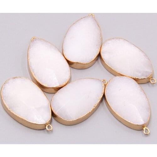 Wholesale white Natural Brazilian Gold Color Edged Slice Open Agates Geode Drusy Druzys Pendants For Necklace women jewelry DIY