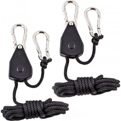 Useful Adjustable 1 Pair 2 PCS Hanging Rope Ratchet Lights Lifters Light Hangers Zinc Alloy Hook Plastic Pulley