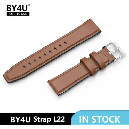 BY4U Strap 22mm Smartwatch Strap Adjustable Replacement Bands leather Quick Release Smart Watch Straps For Xiaomi Huawei Watch