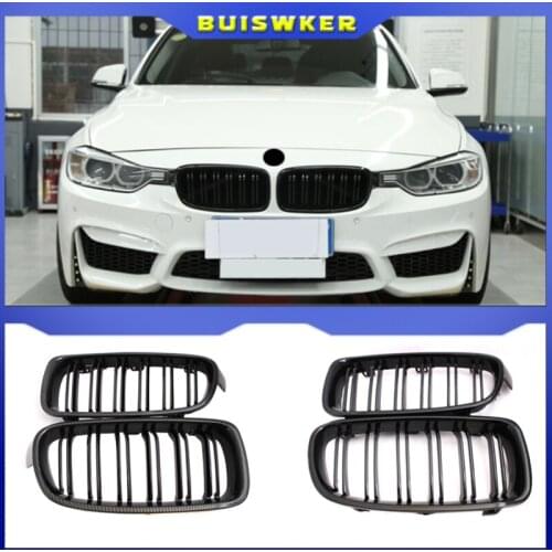 1Pair Gloss Black Front Grille/Grilles Kidney For BMW 3-Series F30 F31 F35 2012-2017 Car Styling
