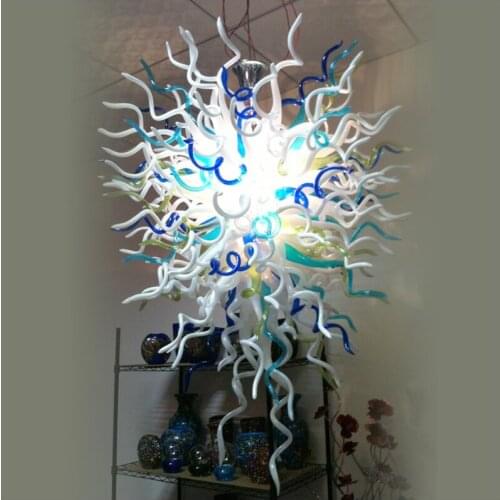 Customer Made Chihuly Style Hand Blown Murano Glass Chandelier Lamps in Clear and White Color Urban Design For Home