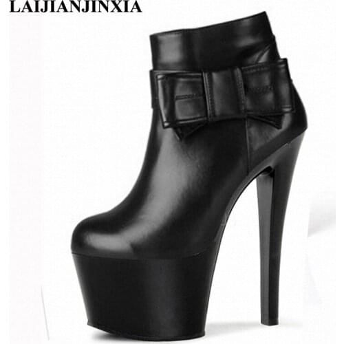 LAIJIANJINXIA Sexy Spring Party Queen Womens Sexy 17CM High Heel Platform Shoes Ankle Boots Dance Shoes