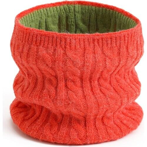 Unisex Ring Neck Scarves 2020 Winter Warm Snood Scarf Women Knit Warm Solid Cotton Thick Double Side Magic Infinite Bandana