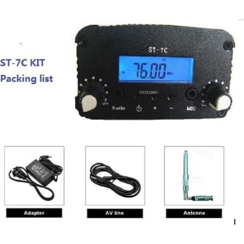 ST-7C PLL 7W FM Transmitter Radio Broadcast Station 1W/7W Stereo Frequency 76-108Mhz
