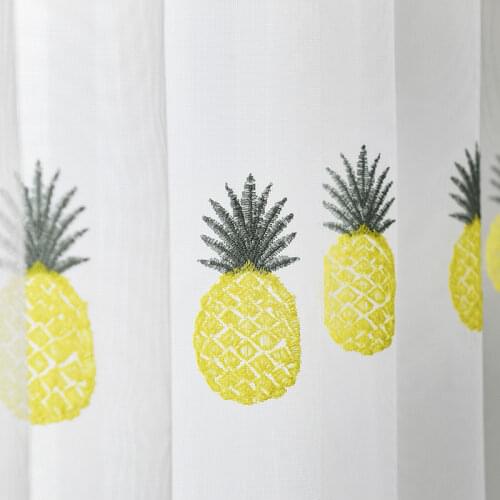 Fruit Embroidered Tulle Curtains For Bedroom Korean Sheer Voile for Livingroom Pineapple White Window Drapes Blinds Kids Decor